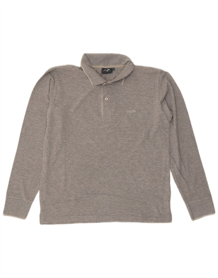 LOTTO Herren-Langarm-Poloshirt aus mittelgrauer Baumwolle