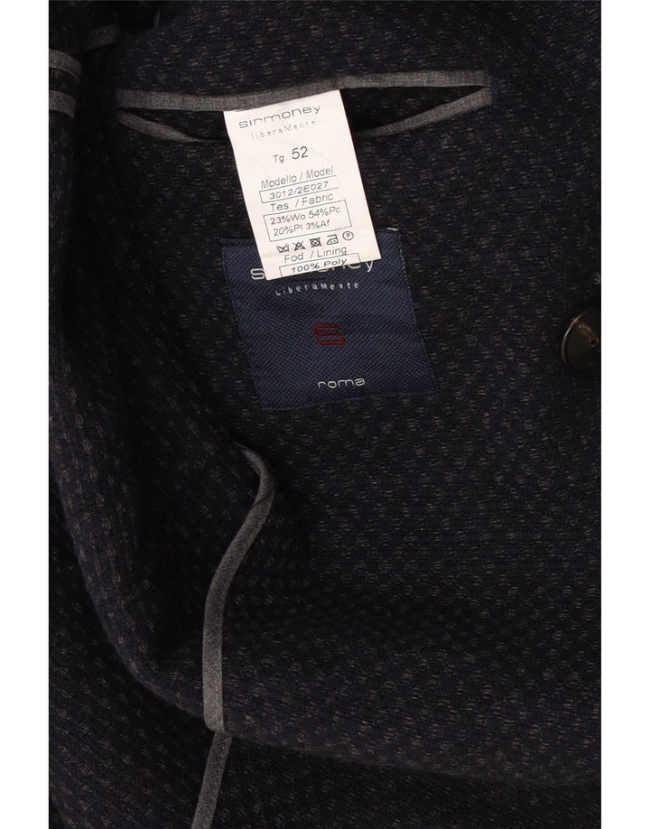 Sirmoney Herren Zweireihiger Blazer Jacke IT 52 XL Marineblau gefleckte Wolle