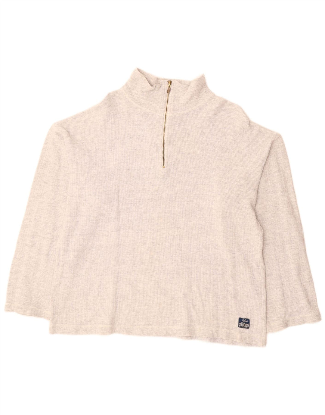 VINTAGE Damen Pullover mit Reißverschluss am Hals UK 18 XL Grau