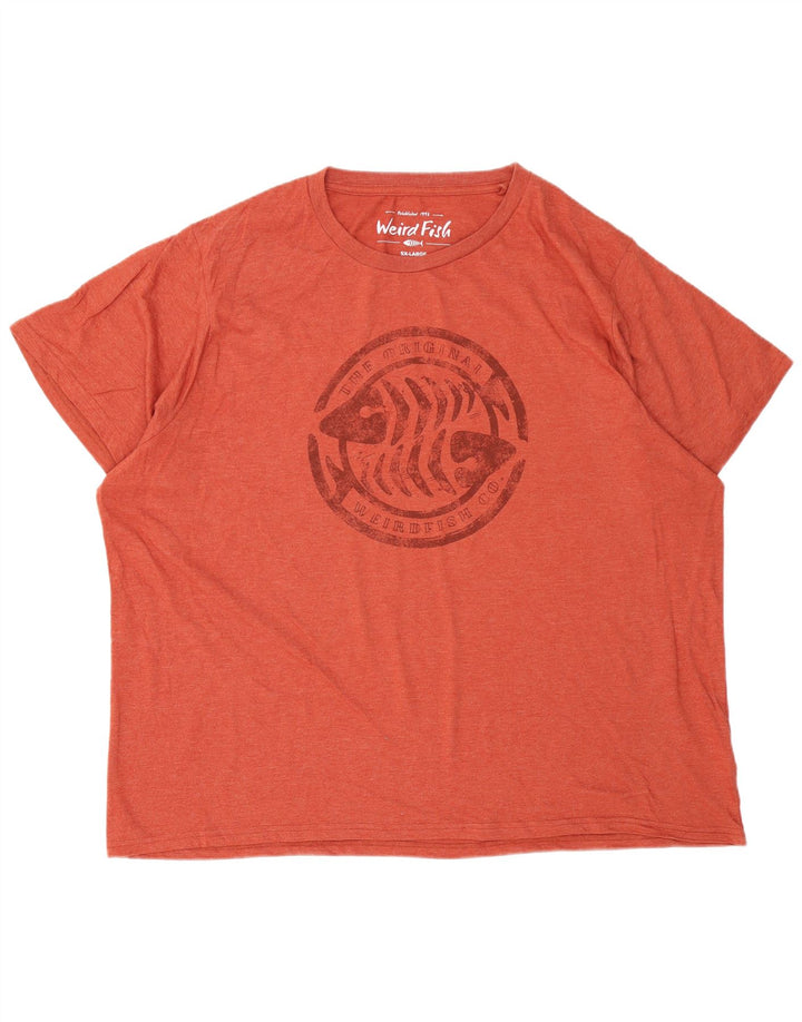 Weird Fish Herren Grafik T-Shirt Top 5XL Orange Baumwolle