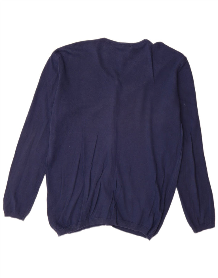 Zara Damen-Cardigan-Pullover UK 14 Mittelmarineblaue Baumwolle