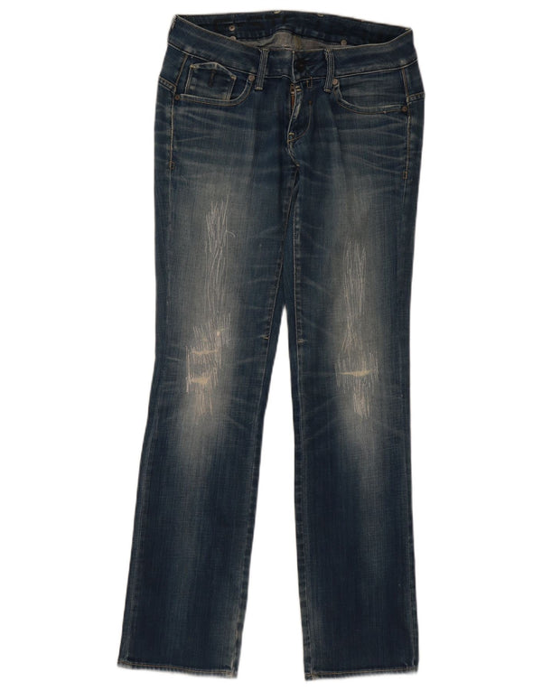 G-Star Damen Distressed Straight Jeans W28 L32 Blaue Baumwolle