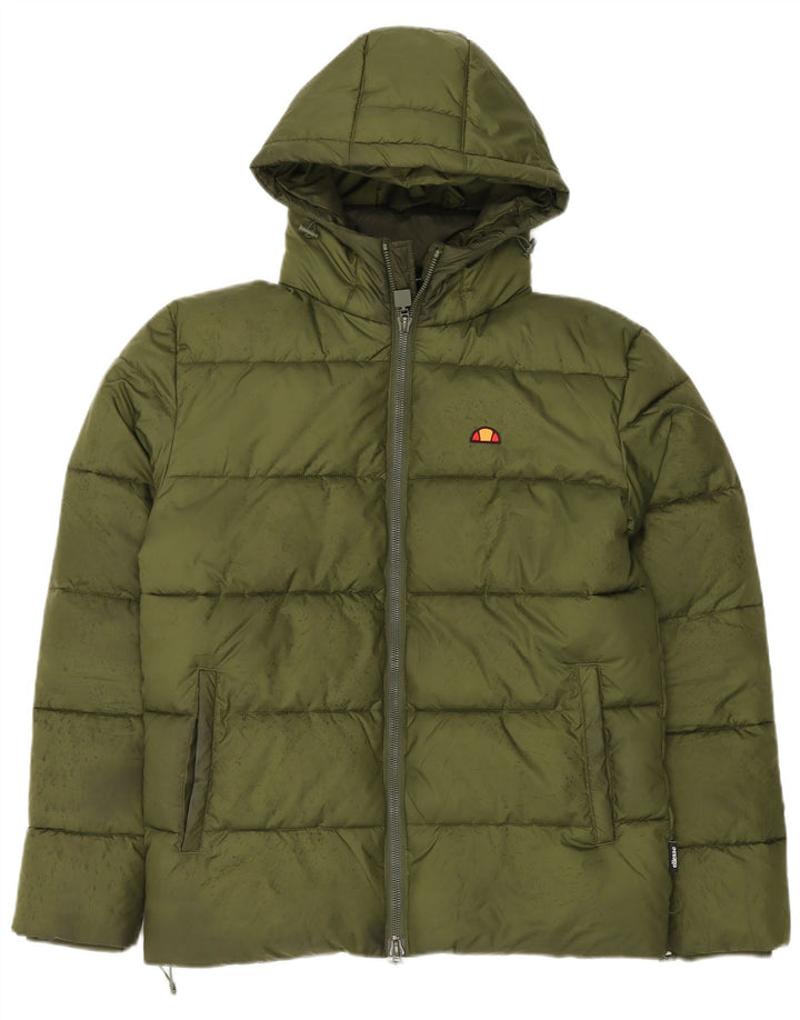 ELLESSE Wattierte Herrenjacke mit Kapuze, UK 36, Größe S, Grün, Polyester