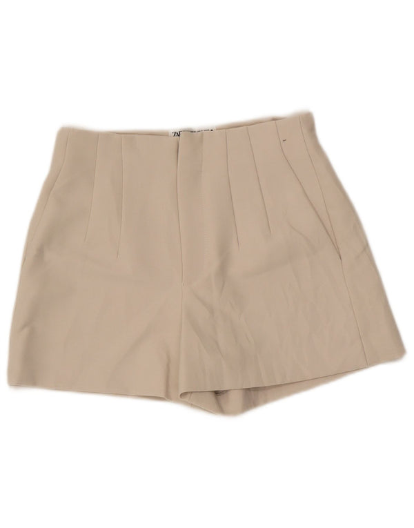 Zara Damen Pegged Hot Pants Medium W28 Beige Polyester