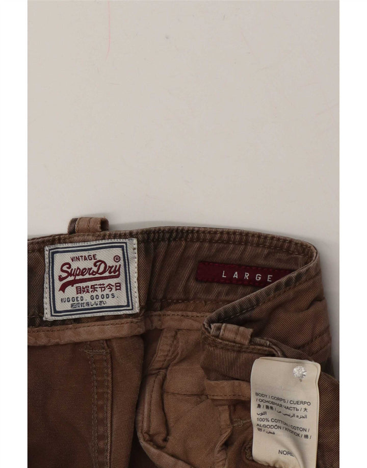 Superdry Herren-Cargoshorts, Größe L, W36, braune Camouflage-Baumwolle