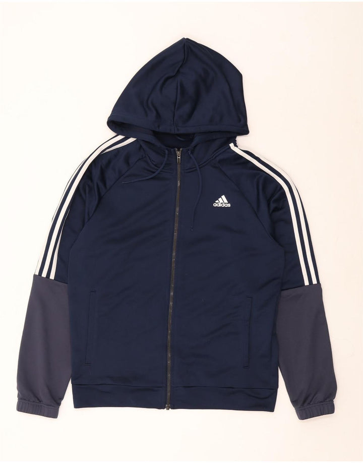 ADIDAS Herren-Kapuzenpullover mit Reißverschluss, UK 44/46, groß, Marineblau, Farbblock