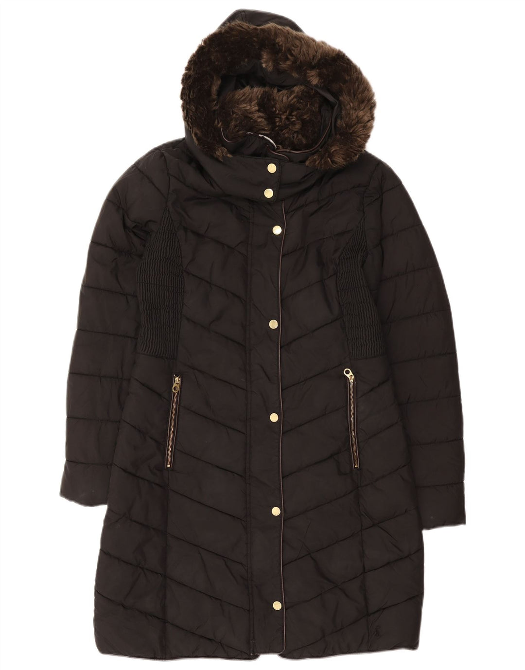 JOULES Wattierter Damenmantel mit Kapuze, UK 10, Größe S, Schwarz, Polyester