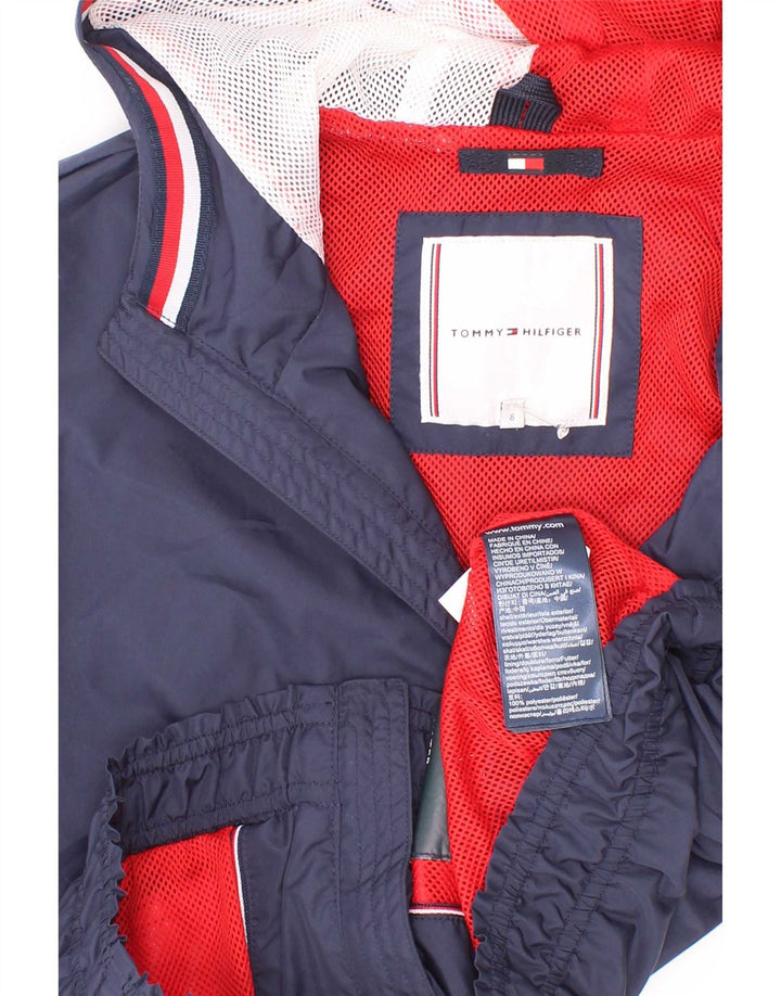 Tommy Hilfiger Jungen-Bomberjacke mit Kapuze, 7–8 Jahre, marineblaues Polyester