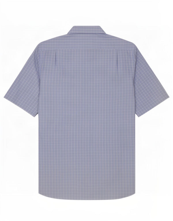 Massimo Dutti Herren-Kurzarmhemd, Größe 42, groß, blau kariert, Baumwolle
