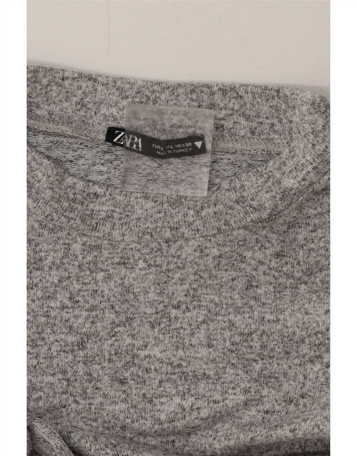 Zara Damen Top Langarm UK 16 Large Grau meliert