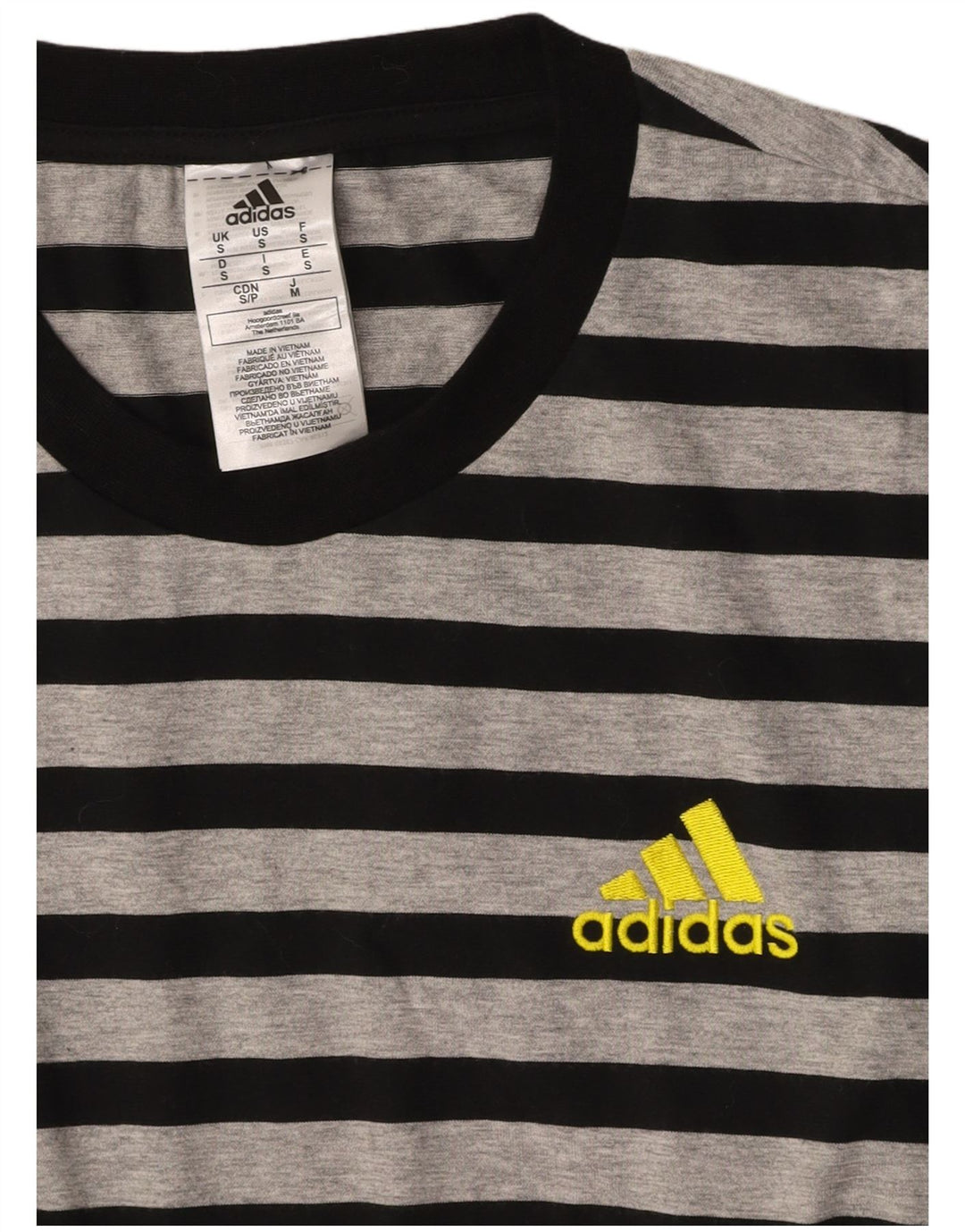 ADIDAS Mens T-Shirt Top Small Grey Striped Cotton