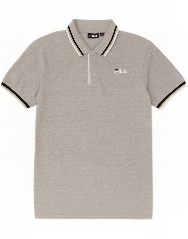 Fila Herren-Poloshirt aus mittelgrauer, gestreifter Baumwolle