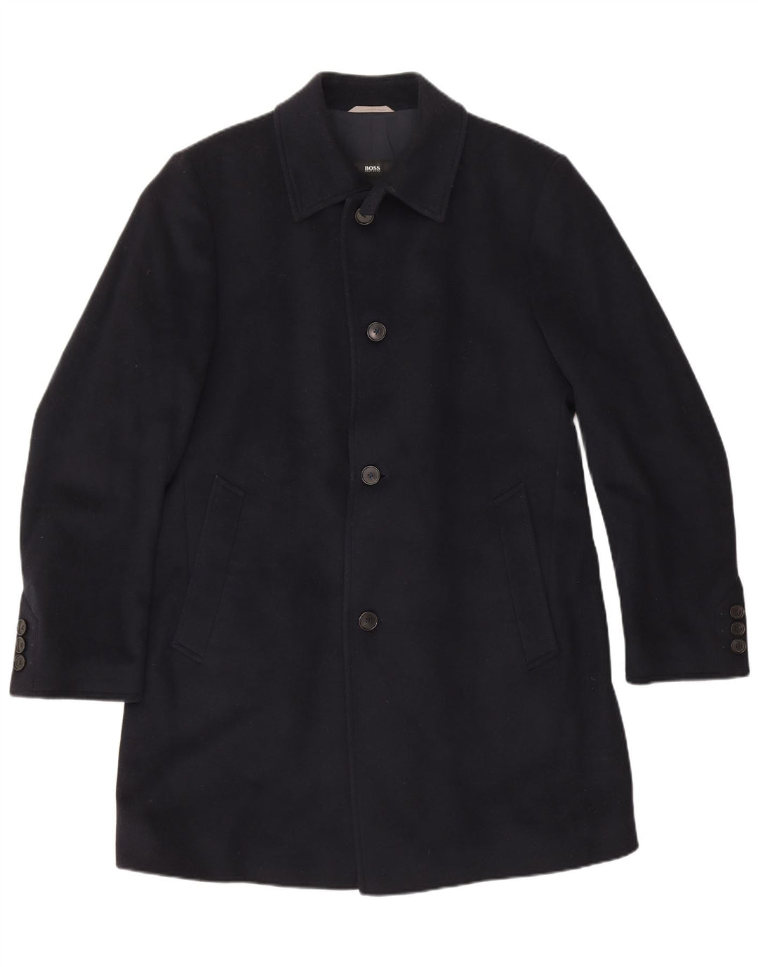 Hugo Boss Herrenmantel IT 50 Große marineblaue Schurwolle