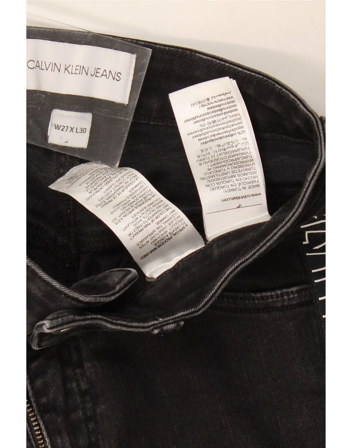 CALVIN KLEIN Damen Graphic Skinny Jeans W27 L30 Schwarze Baumwolle