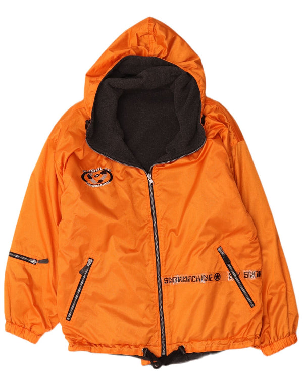 Vintage Kapuzen-Wende-Skijacke für Jungen, 15–16 Jahre, orangefarbenes Nylon