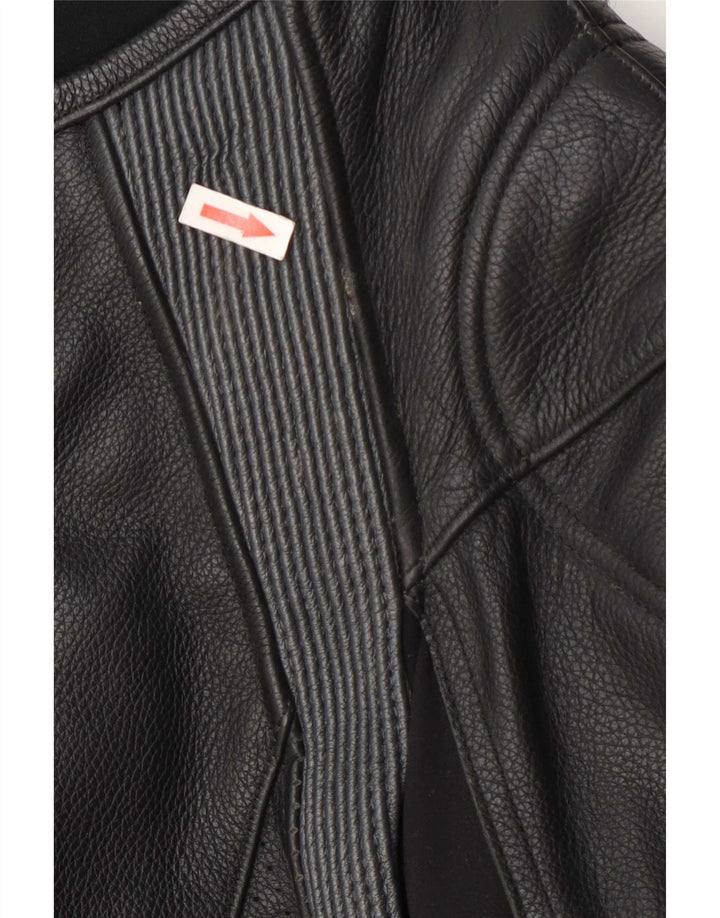 Hein Gericke Herren-Racerjacke aus grafischem Leder, EU 52, Größe L, Schwarz