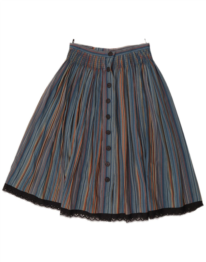Vintage Damen High Waist Flared Rock W27 Klein bunt gestreift