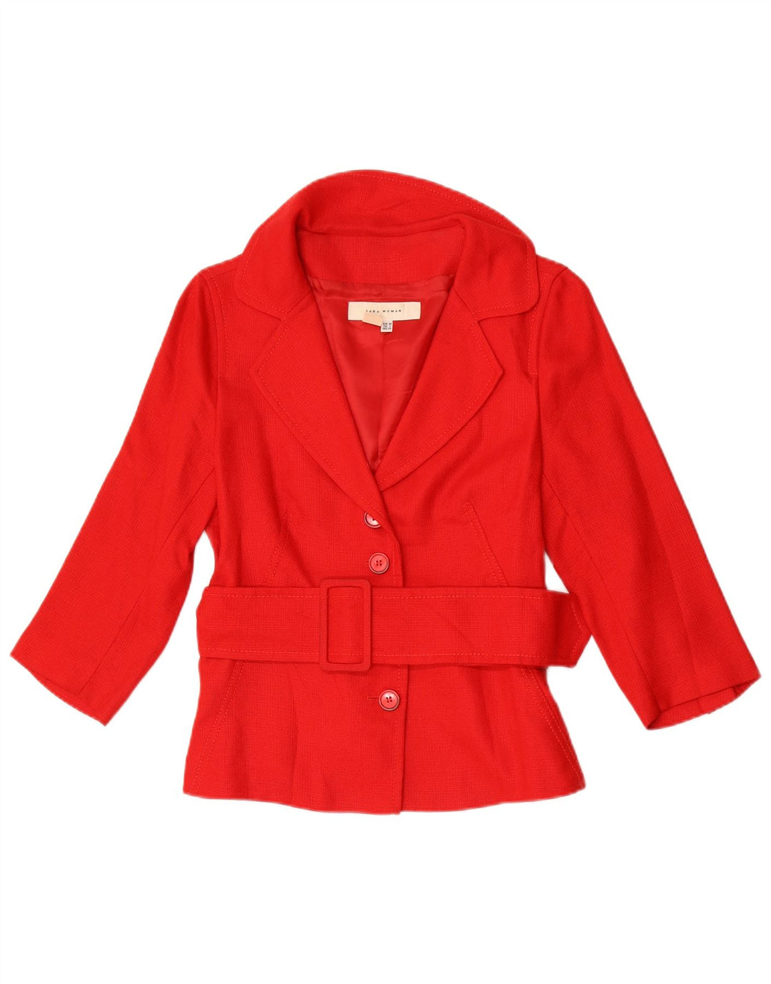 Zara Damen-Blazerjacke mit 3/4-Ärmeln, EU 38, klein, roter Rayon