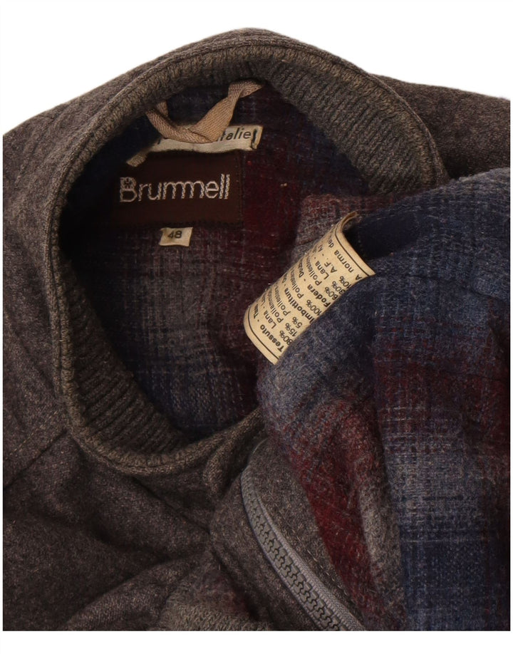 Brummell Herren Bomber Bomberjacke IT 48 Mittelgraue Wolle