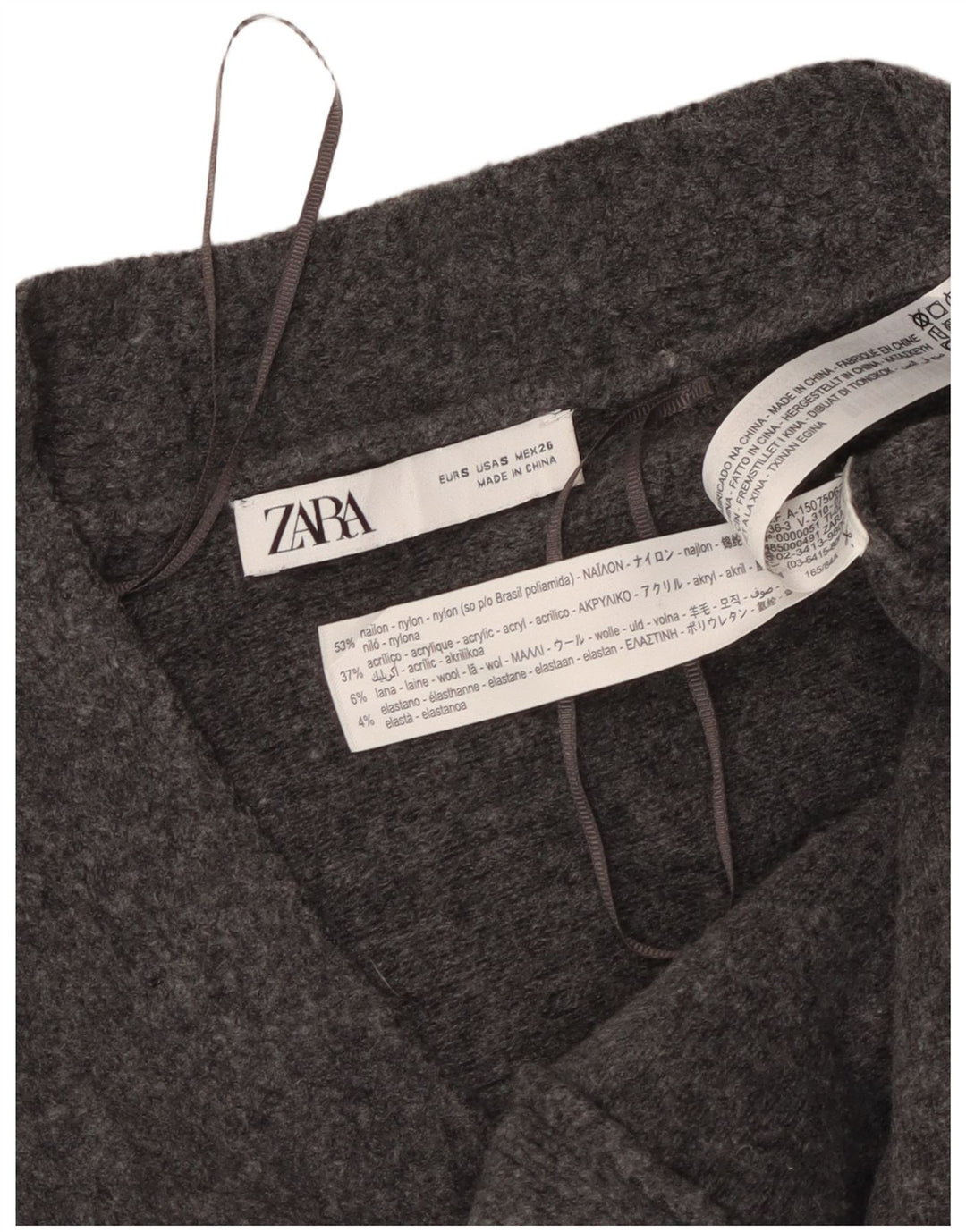 Zara Damen-Strickjacke in Übergröße, Gr. 10, klein, graues Nylon