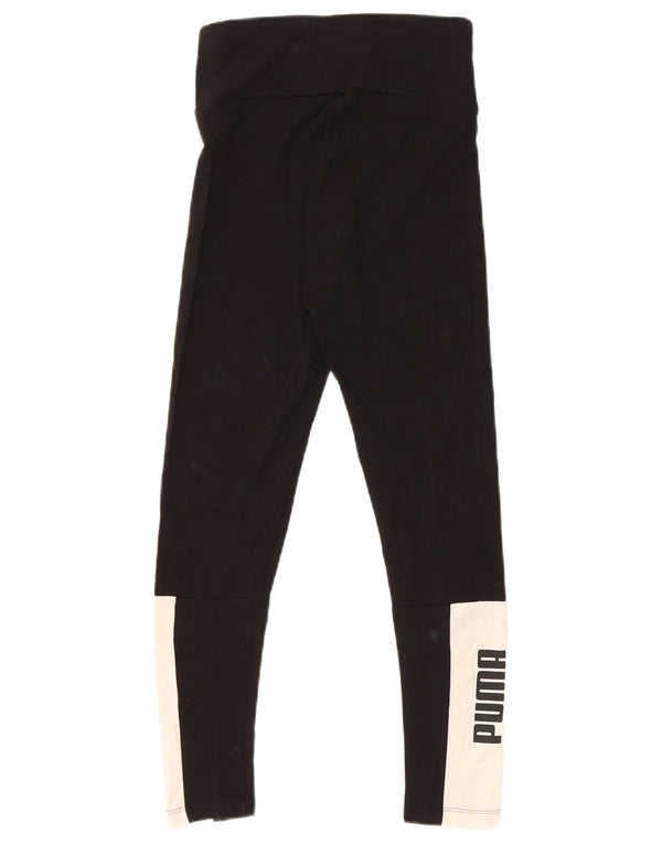 Puma Womens Graphic Crop Leggings UK 4 XS Schwarz Colourblock Baumwolle