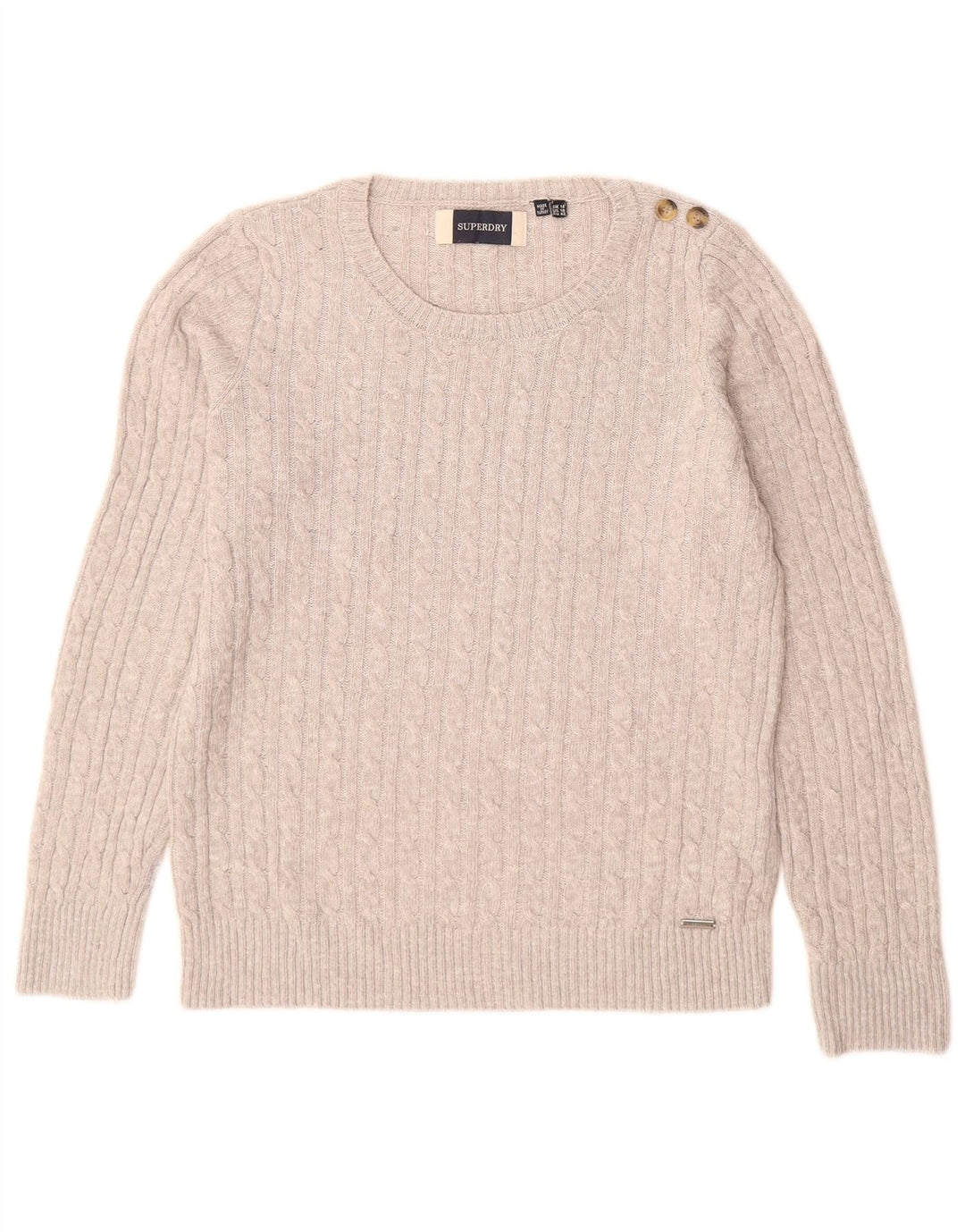 SUPERDRY Damen-Pullover mit U-Boot-Ausschnitt, Gr. 40, Größe L, Grau, Acryl