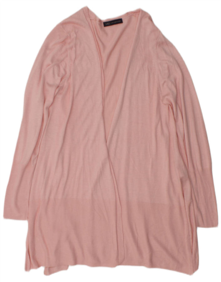 Marks & Spencer Damen Longline Open Cardigan Pullover UK 16 Large Pink