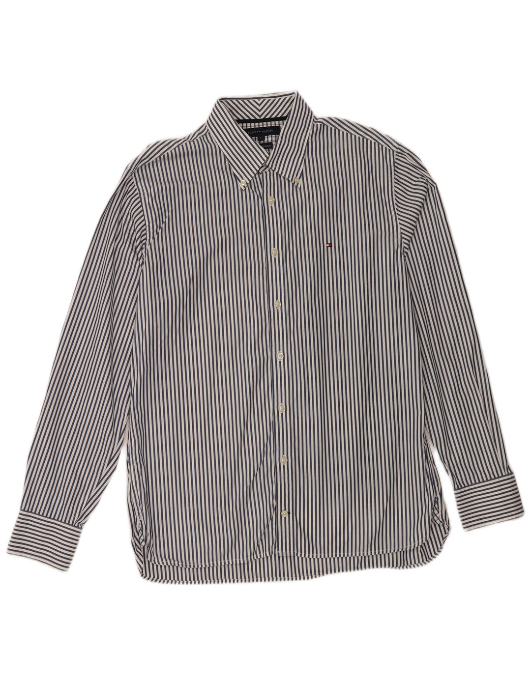 Tommy Hilfiger Herrenhemd, groß, marineblau, Nadelstreifen-Baumwolle