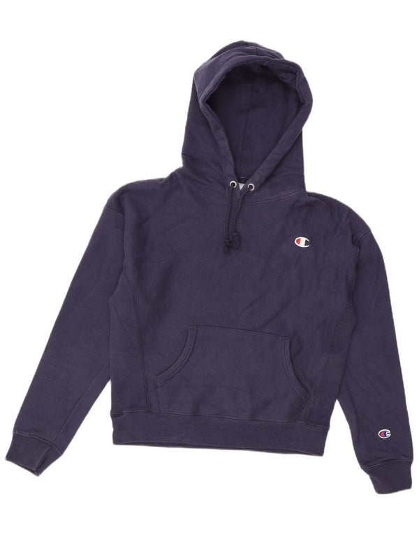 Champion Damen Reverse Weave Hoodie Pullover UK 14 Medium Marineblau Baumwolle