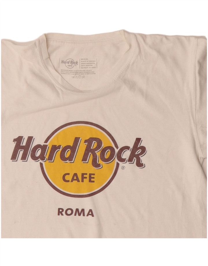 Hard Rock Cafe Herren Roma Grafik-T-Shirt-Oberteil aus mittelweißer Baumwolle