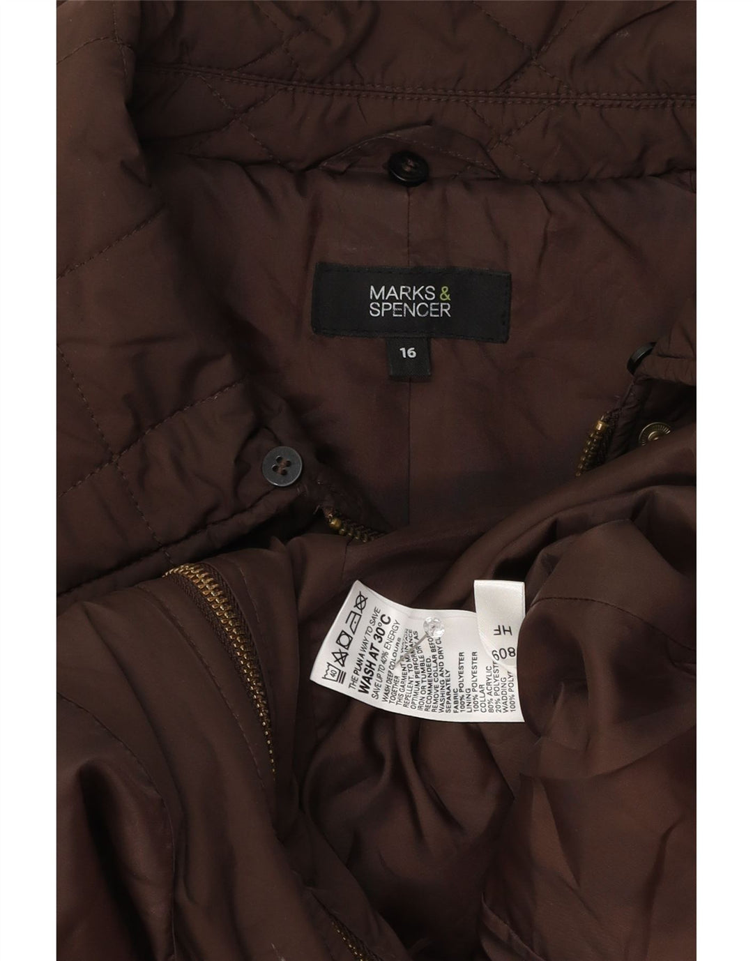 Marks & Spencer Damen Steppjacke UK 16 Large Braun Polyester