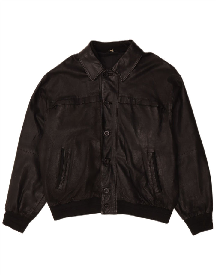 Vintage Herren Lederjacke IT 52 XL Schwarzes Leder