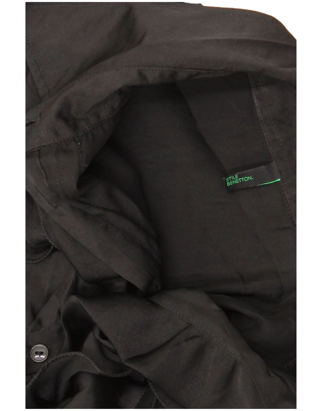 Benetton Damen-Hemd mit Rüschen vorne, UK 14, mittelschwarz