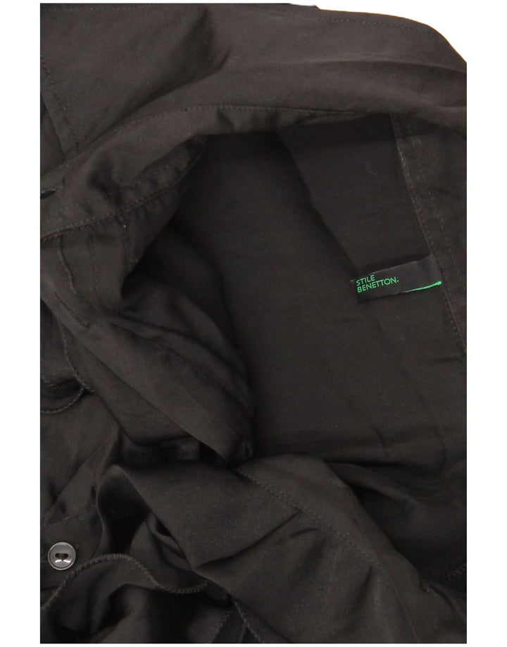 Benetton Damen-Hemd mit Rüschen vorne, UK 14, mittelschwarz