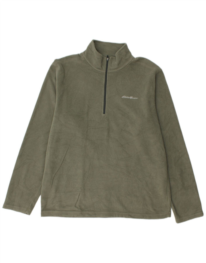Eddie Bauer Herren-Fleecepullover mit Reißverschluss am Hals, mittleres Khaki, Polyester