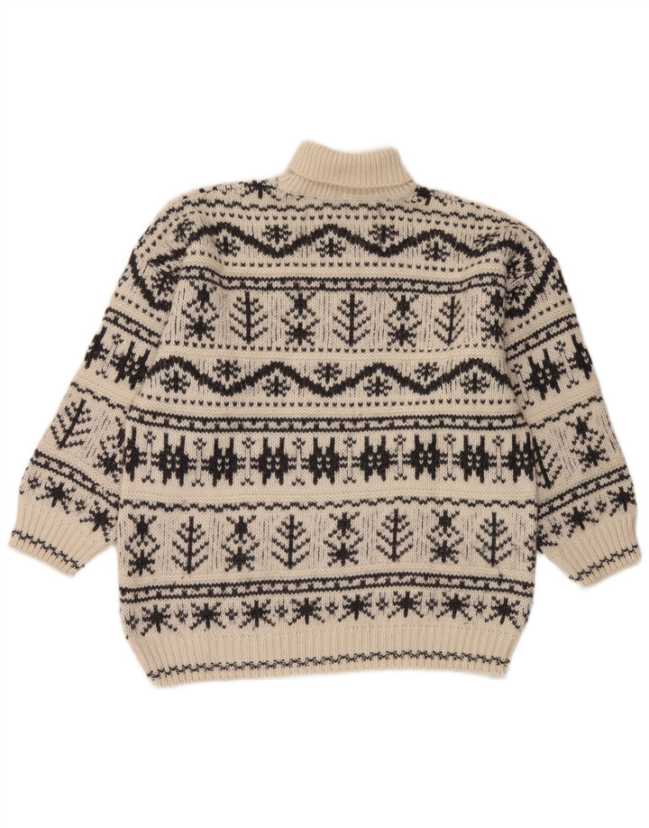 Vintage Herren Rollkragenpullover Pullover Medium Off White Fair Isle Acryl