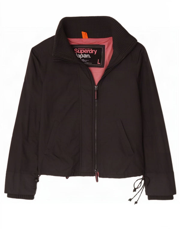Superdry Damen Regenjacke UK 16 Large Schwarz Nylon