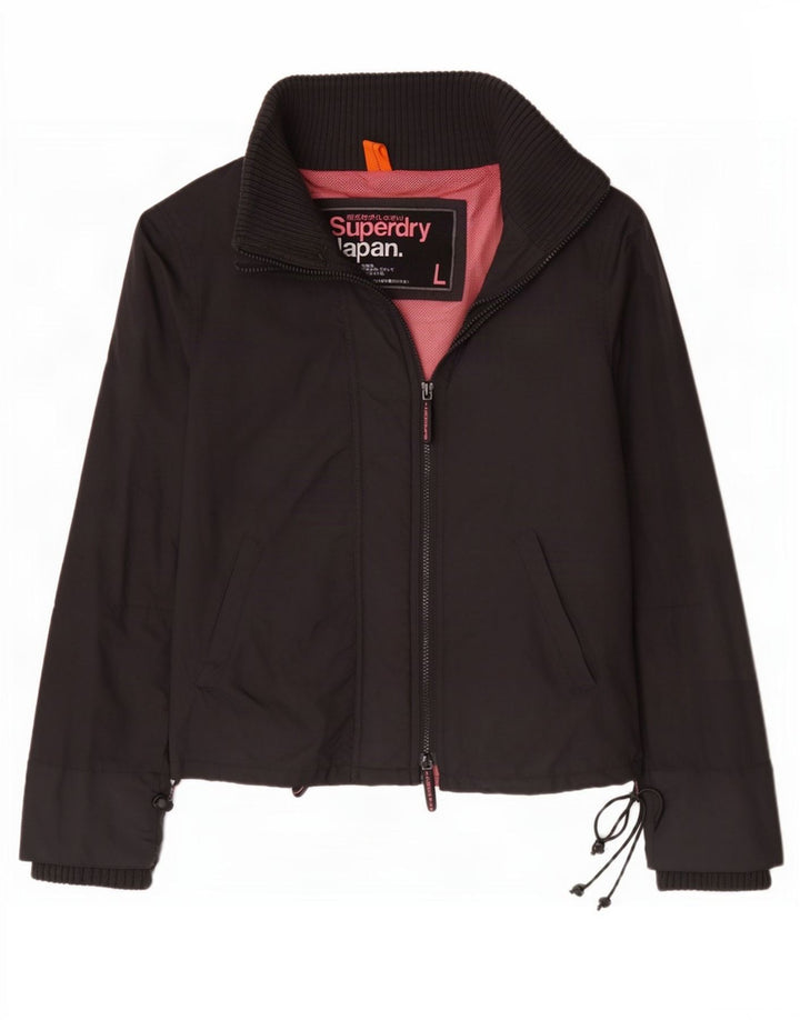 Superdry Damen Regenjacke UK 16 Large Schwarz Nylon