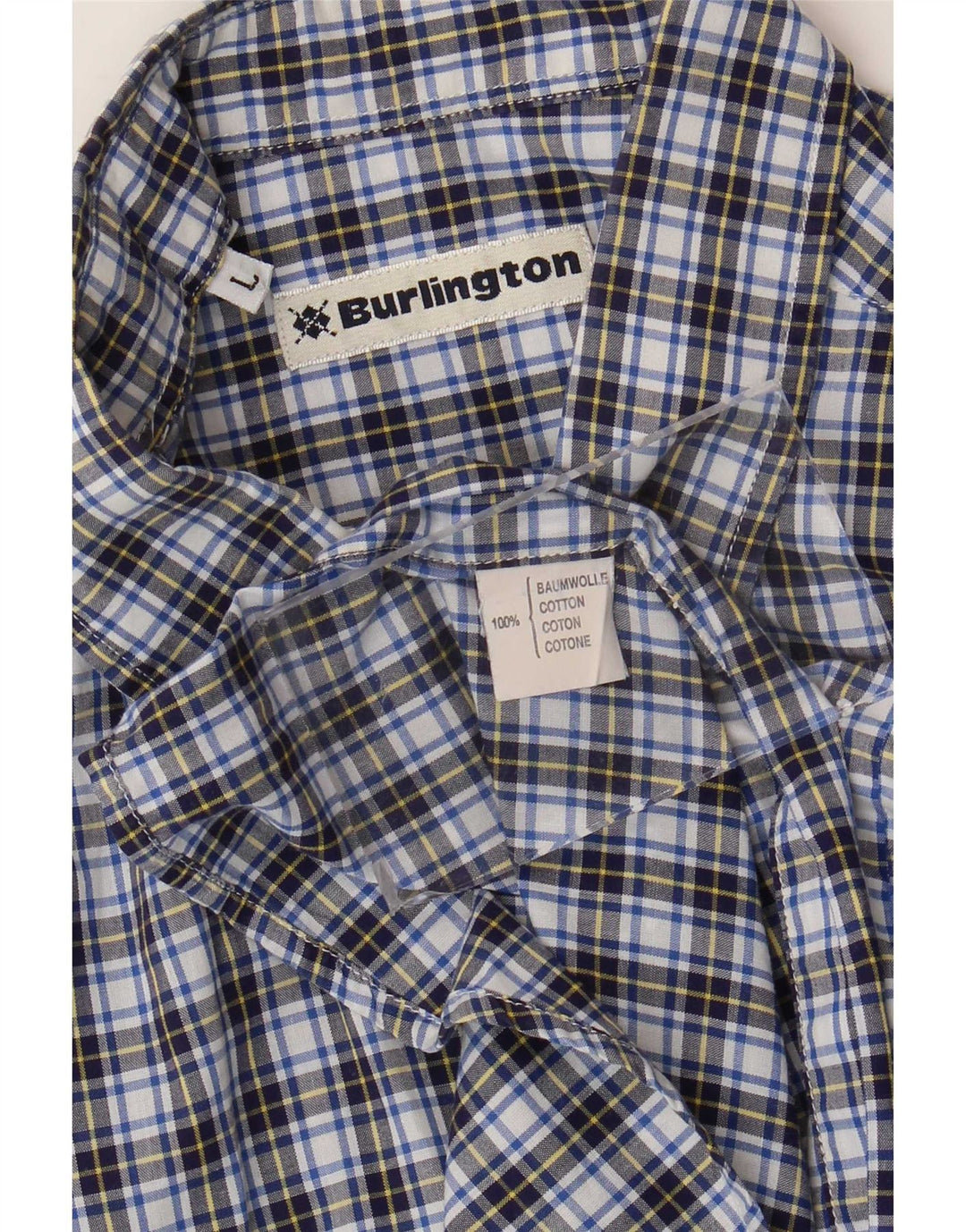 Burlington Herren-Kurzarmhemd, groß, blau kariert, Baumwolle