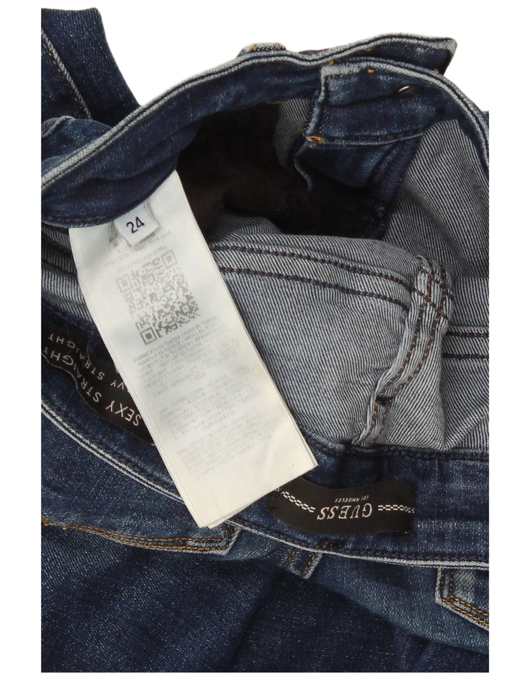 Guess Damen Curvy Straight Jeans W24 L26 Blaue Baumwolle