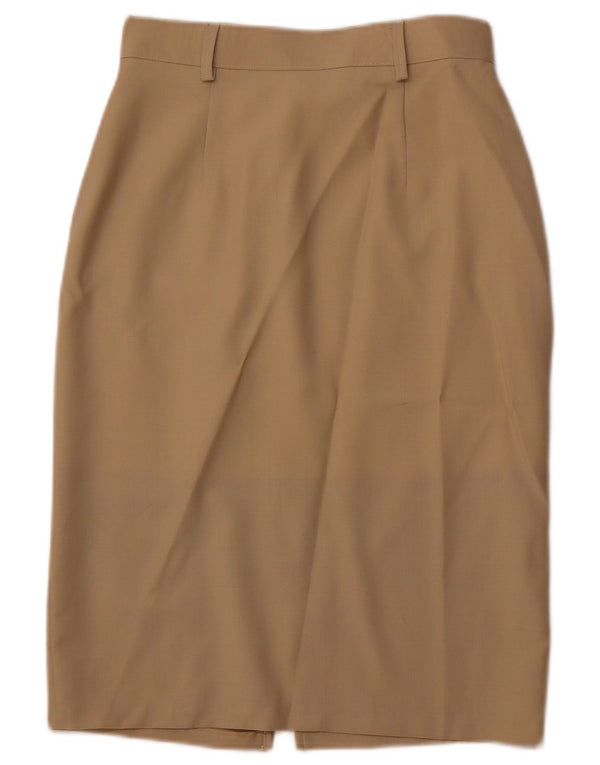 VINTAGE Damen Bleistiftrock IT 44 Medium W28 Braune Wolle