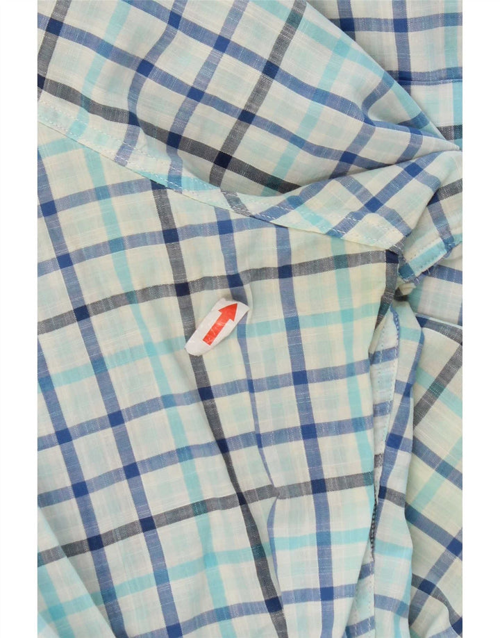 Nautica Herren-Hemd mit klassischer Passform, mittelblau karierte Baumwolle