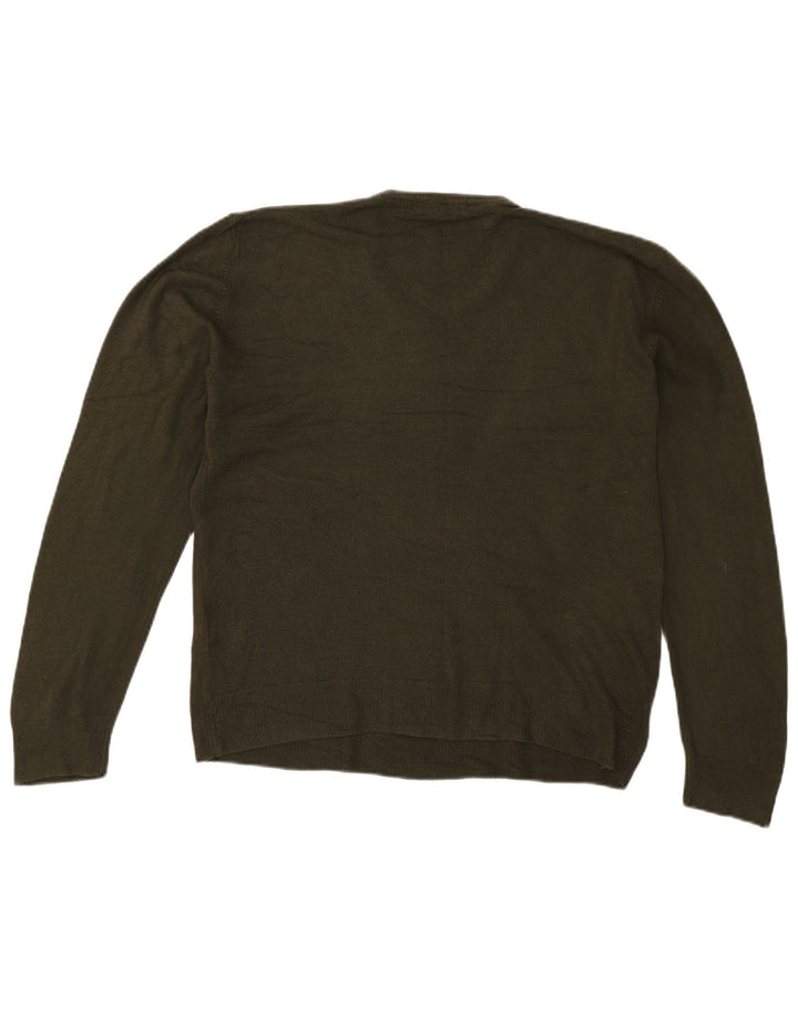 Marks & Spencer Herren-Pullover mit V-Ausschnitt, groß, Khaki, Acryl