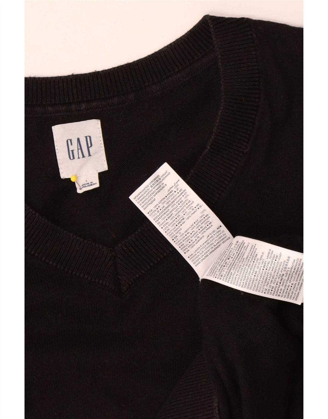 Gap Herren-Pullover mit V-Ausschnitt, groß, aus schwarzer Baumwolle