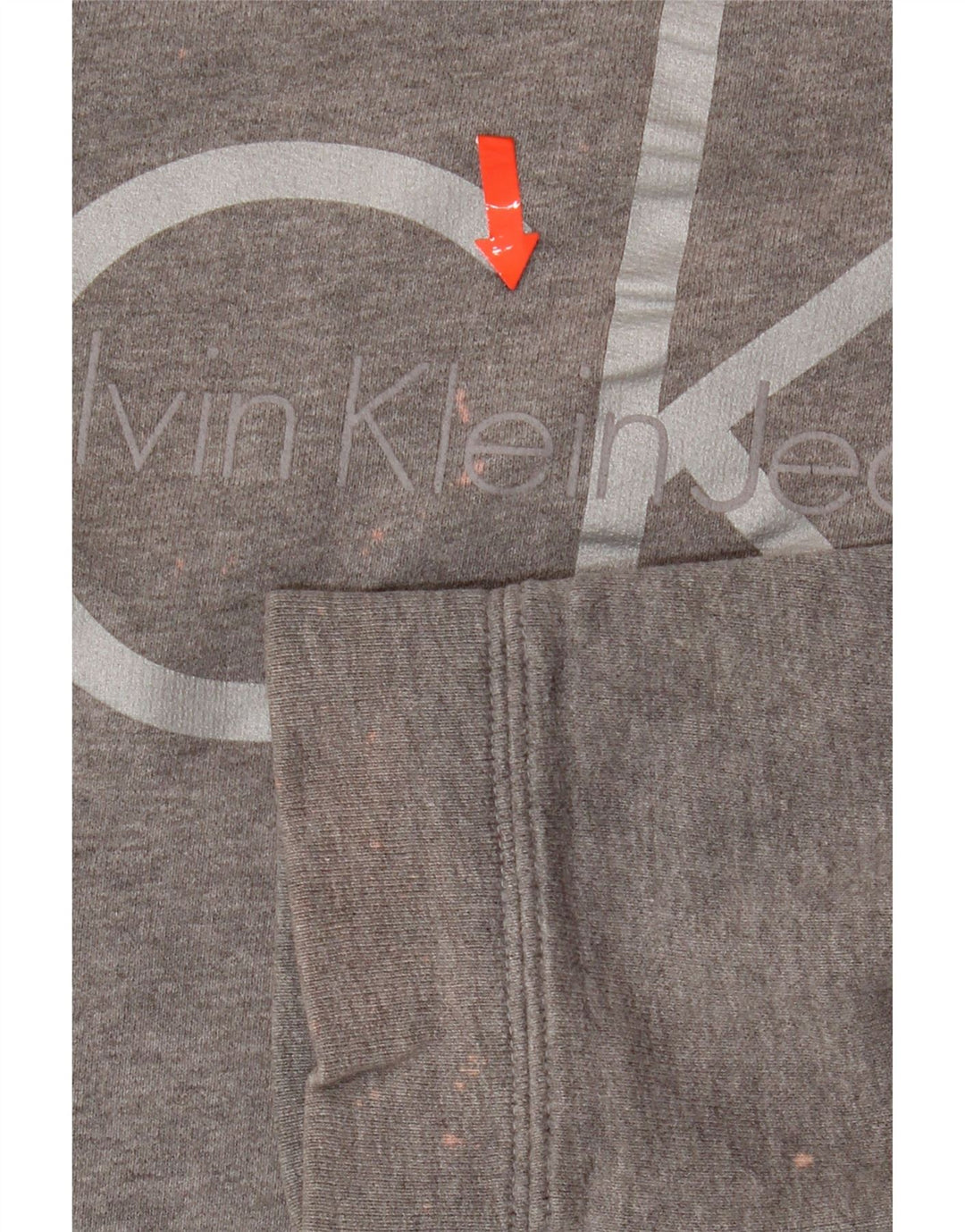 CALVIN KLEIN JEANS Womens Graphic Crop Sweatshirt Jumper UK 14 Medium Grey Vintage Calvin Klein Jeans and Second-Hand Calvin Klein Jeans from Messina Hembry 