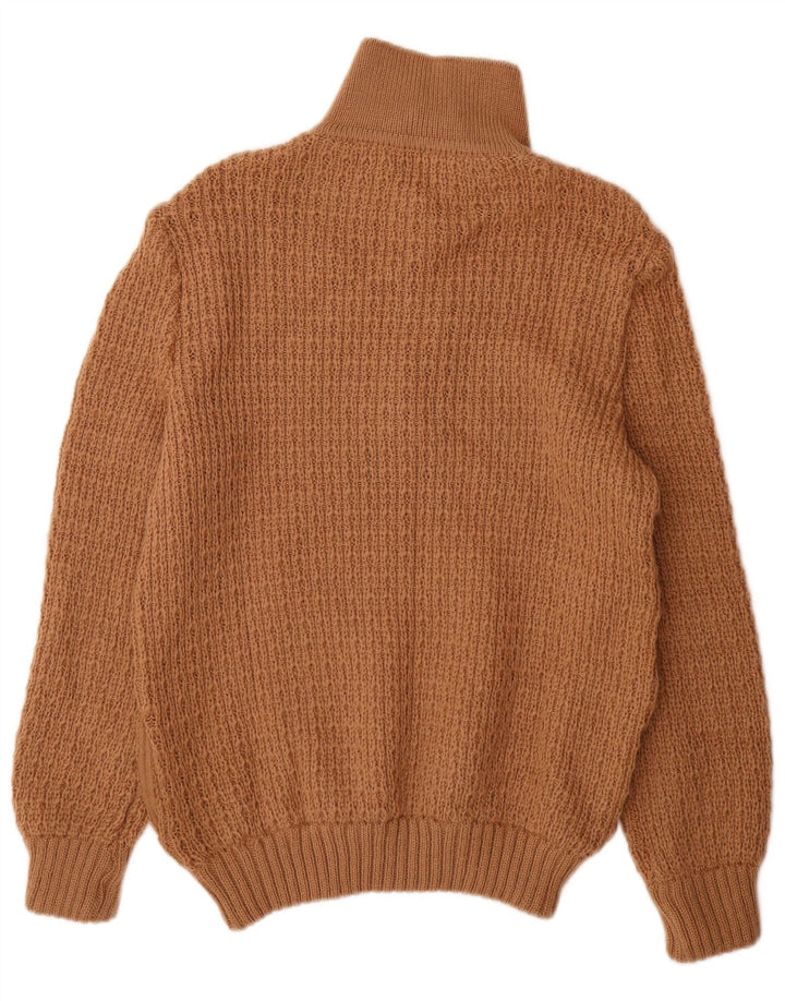 Vintage Herren-Pullover mit Knopfkragen, mittelbraun