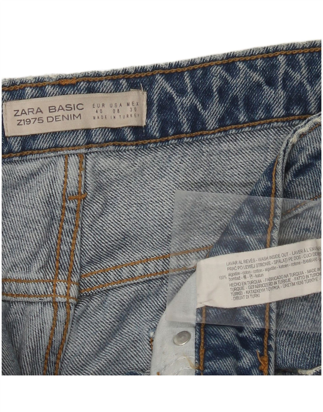 ZARA Damen Distressed Crop Wide Leg Jeans EU 40 Medium W30 L25 Blau
