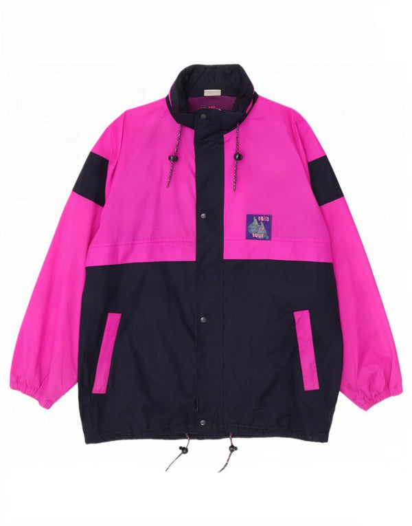 Vintage Herren Regenjacke mit Kapuze UK 42 XL Pink Colourblock Polyamid