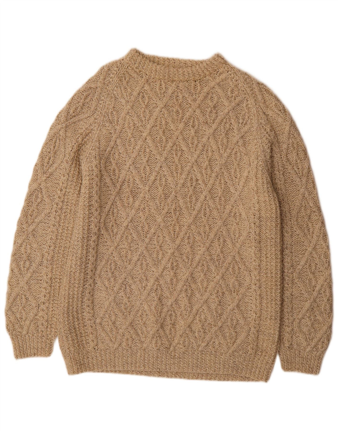 Vintage Herren-Pullover mit Rundhalsausschnitt, Mittelbeige, geometrisch