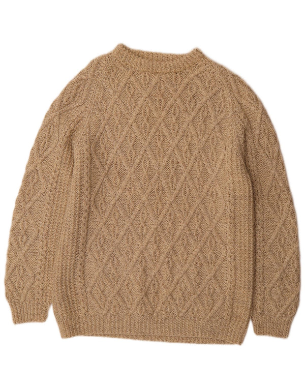 Vintage Herren-Pullover mit Rundhalsausschnitt, Mittelbeige, geometrisch
